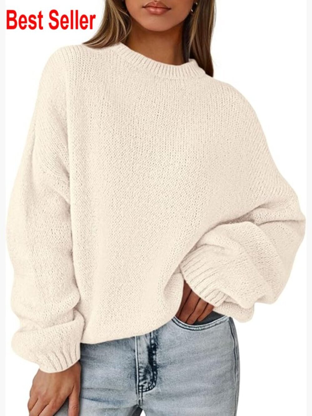 Oversized Chunky Knit Pullover Sweater Dressy Casual Long Sleeve Tunic Top